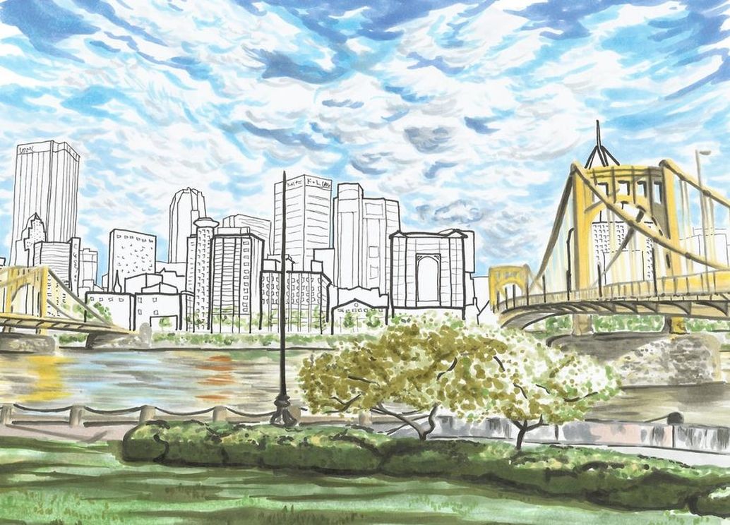 Drawing of Downtown Pittsburgh